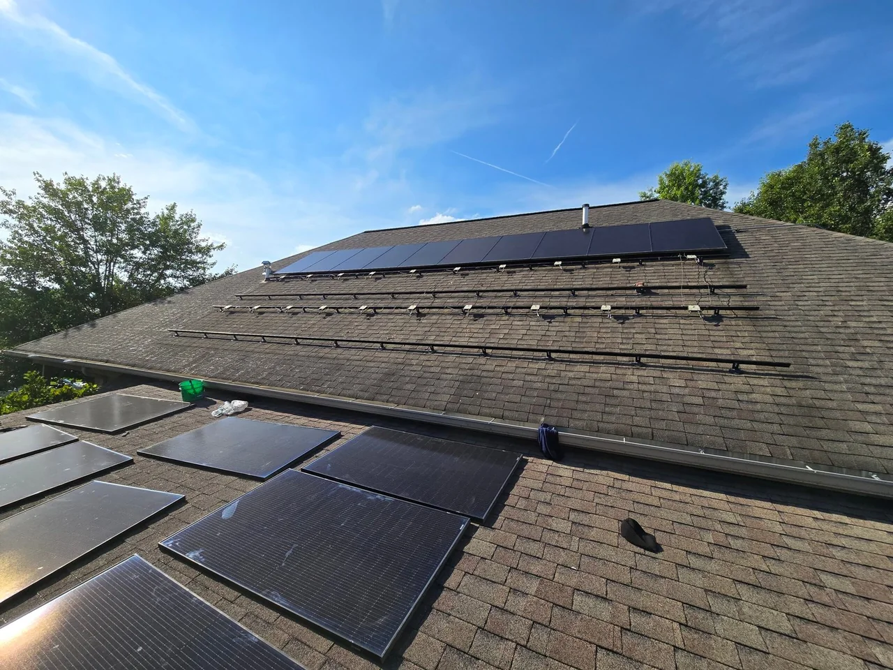 Rooftop solar panel system installed on a building